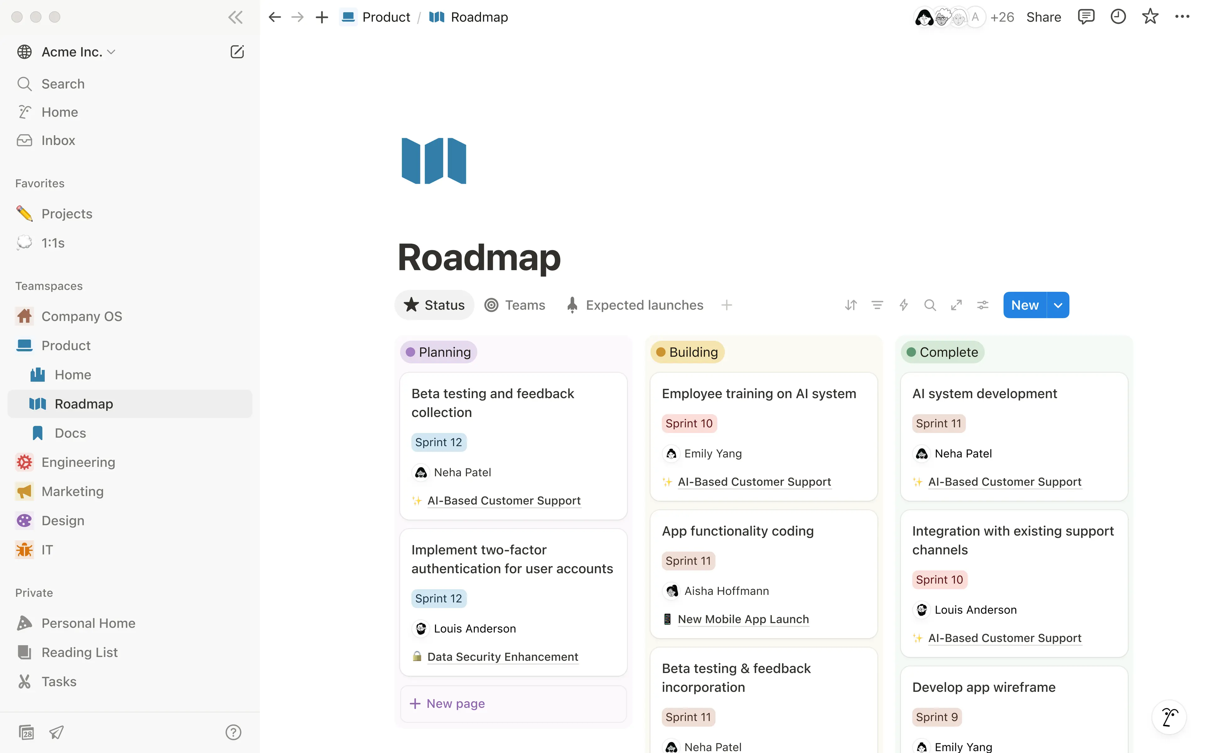 Notion AI answering a query across team docs and databases